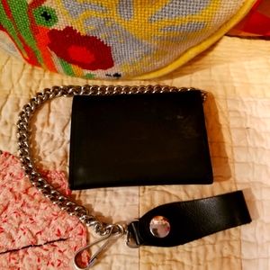 Biker/trucker leather wallet with chain